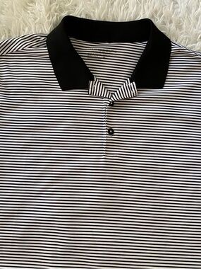 Nike Dri Fit golf Black & White Stripe Polo
